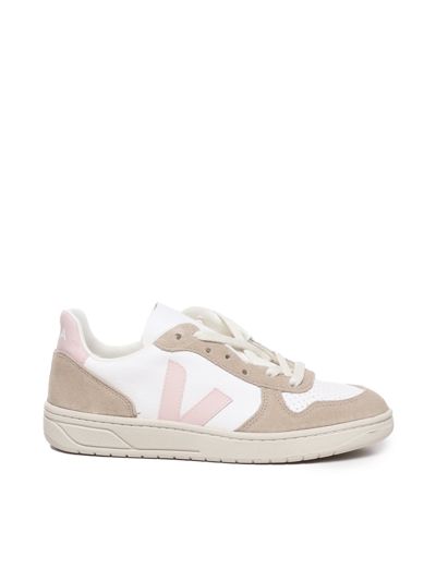 Veja Sneakers With Color-block Design In Beige, Pink, White