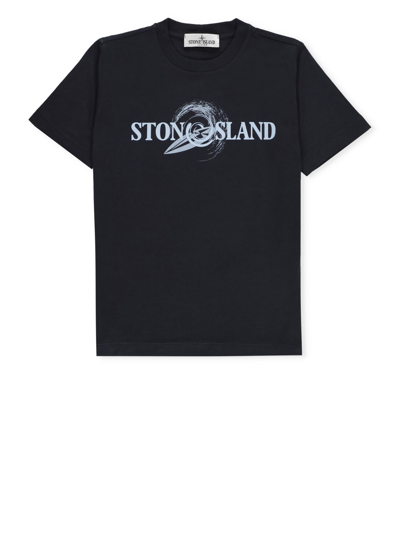 Stone Island Kids' Cotton T-shirt In Blue