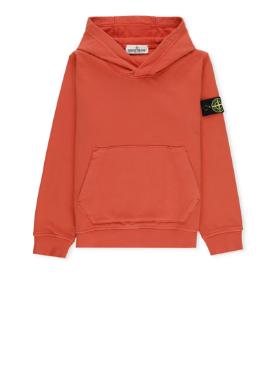 Stone Island Kids' Cotton Hoodie In Red