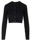 Dolce & Gabbana Ribbed Crop Button-front Cardigan In Black