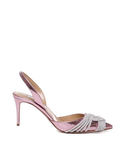 Aquazzura Gatsby Sling 75mm Leather Pumps In Pink