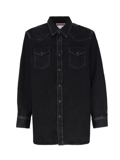 Acne Studios Button-up Denim Shirt In Black