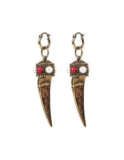 Roberto Cavalli Earrings With Tusk And Decoration In Gold