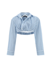 Jacquemus La Chemise Bahia Courte In Print Blue Stripe