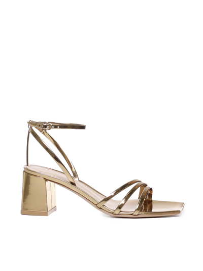 Gianvito Rossi Patent Leather Sandals In Gold
