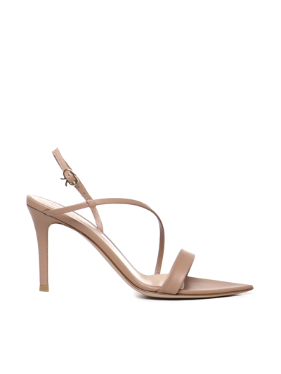 Gianvito Rossi Calfskin Sandals With Pointed Toe In Praline