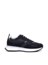 Hugo Boss Leather Sneakers With Logo In Dark Blue