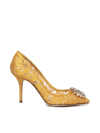 DOLCE & GABBANA BELLUCCI TAORMINA LACE PUMPS WITH CRYSTALS