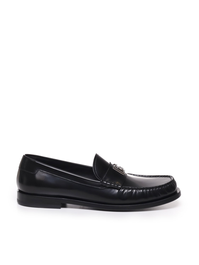 Dolce & Gabbana Leather Moccasins In Black