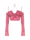 Blumarine Knit Top With Ruffles In Pink