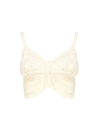 Blumarine Butterfly Cotton Blend Knit Crop Top In Ivory