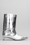 JIL SANDER LOW HEELS ANKLE BOOTS IN SILVER LEATHER