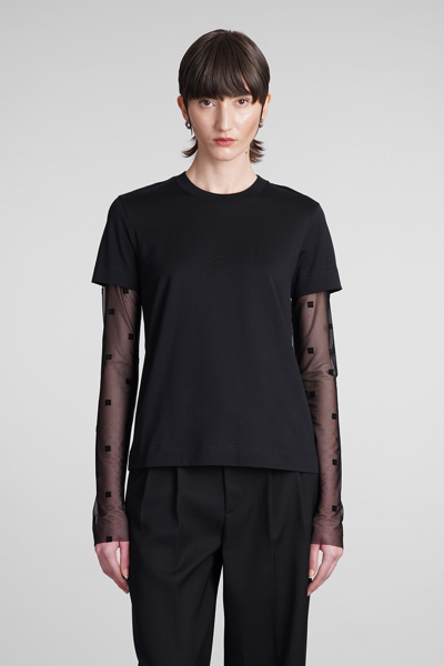 Givenchy 4g Plumetis Cotton And Tulle T-shirt In Black