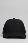 Y-3 HATS IN BLACK POLYESTER