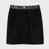 PS BY PAUL SMITH WOMEN'S BLACK SUEDE CONTRASTING SHORT SKIRT