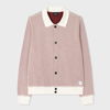 PS BY PAUL SMITH RED AND WHITE JACQUARD JERSEY CARDIGAN
