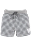 Thom Browne Cotton Tweed Drawstring Shorts In Gray