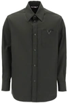 Valentino Snap-up Overshirt In Stretch Nylon In Yellow