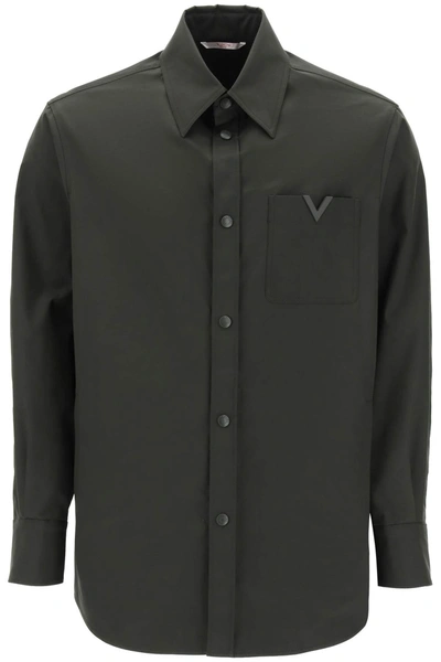 Valentino Snap-up Overshirt In Stretch Nylon In Yellow