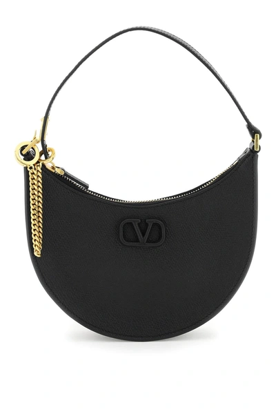 Valentino Garavani Vlogo Signature Leather Mini Hobo Bag In Black