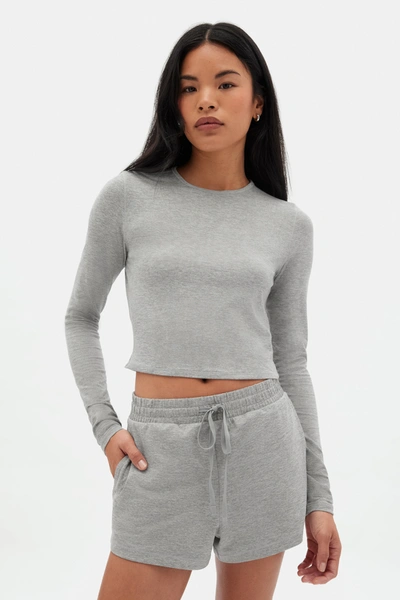Girlfriend Collective Coyote Reset Cropped Long Sleeve In Gray