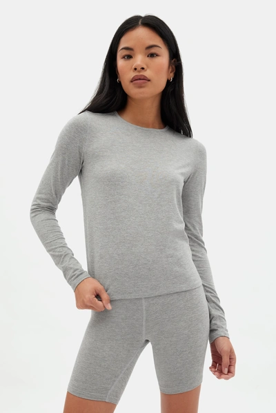 Girlfriend Collective Coyote Reset Fitted Long Sleeve Tee In Gray