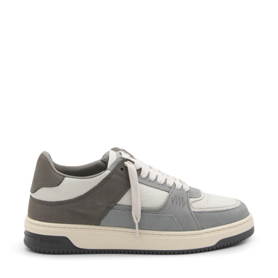Represent White Grey And Brown Leather Apex Sneakers