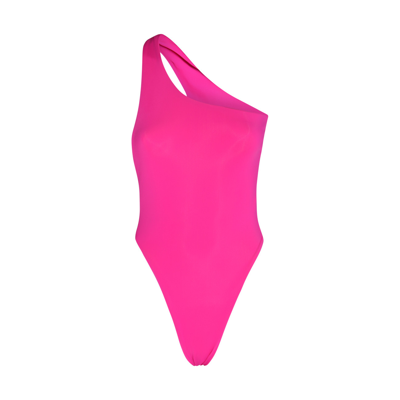 Louisa Ballou One-shoulder Swimsuit In Hot Pink