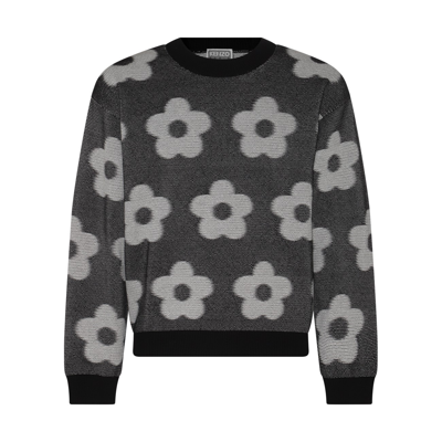 KENZO GREY COTTON FLOWER SPOT JUMPER