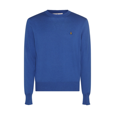 Vivienne Westwood Blue Cotton-wool Blend Orb Jumper In Dark Blue