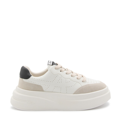 Ash Shell And Black Leather Combo Trainers In White