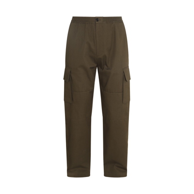 Marni Dark Green Cotton Cargo Trousers In Forest Green