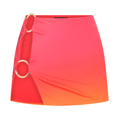 Louisa Ballou Hot Pink Stretch Double Ring Mini Skirt