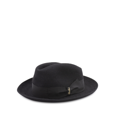 Borsalino Black Felt Traveler Hat In Nero