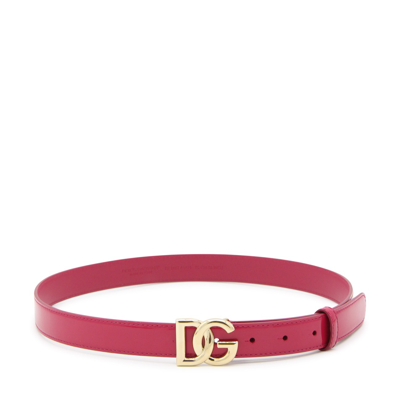 Dolce & Gabbana Blood Red Leather Belt In Pink