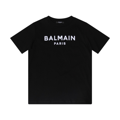 Balmain Black And White Cotton T-shirt In Black/white