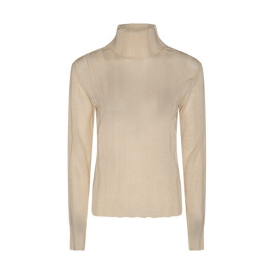 The Row Antique Cream Linen And Silk Blend Sweater In Crema