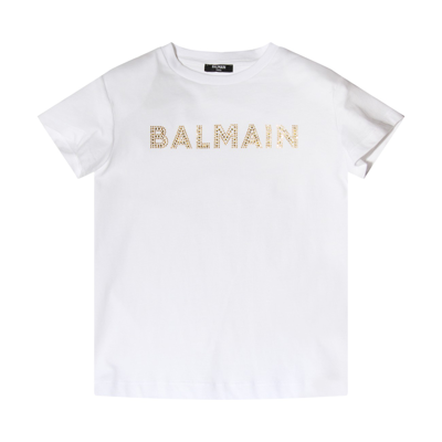 Balmain White And Gold Cotton T-shirt