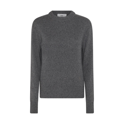 Ami Alexandre Mattiussi Grey Cashmere And Wool Blend Ami De Coeur Sweater In Heather Grey