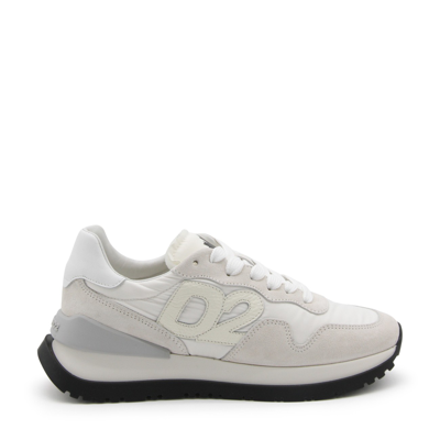Dsquared2 White Canvas Running Sneakers In Bianco