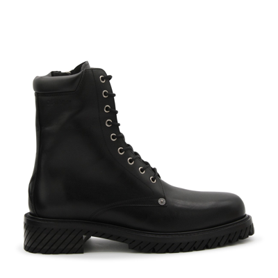 Off-white Diag-sole Lace-up Combat Boots In Black
