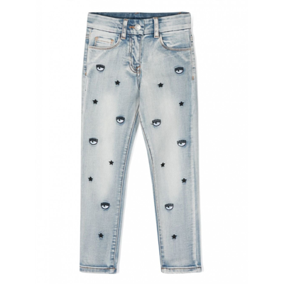 Chiara Ferragni Kids' Eyelike-motif Denim Jeans