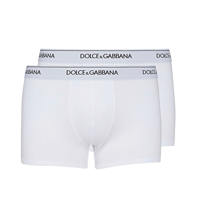 Dolce & Gabbana White Cotton Logo Two Pack Boxers