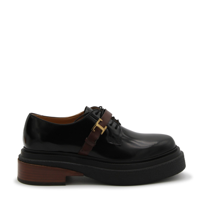 Tod's Black Leather Derby Lace Up Shoes