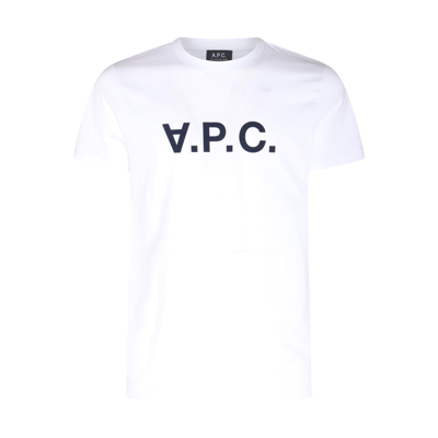 A.p.c. Navy Cotton T Shirt In White
