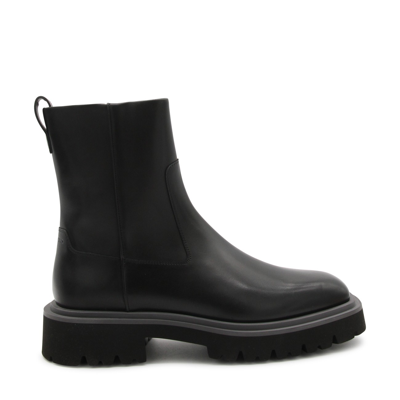 Ferragamo Black Leather Boots In Nero/new Biscotto