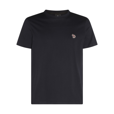 Ps By Paul Smith Navy Blue Cotton T-shirt In Black