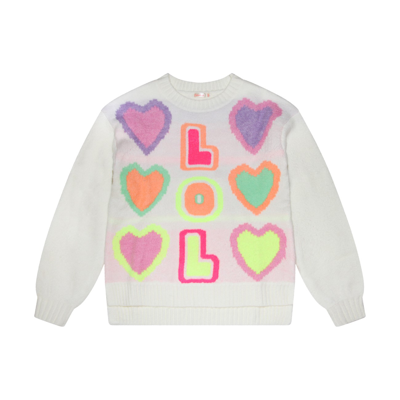 Billieblush Ivory Sweater With Hearts For Girl In Avorio