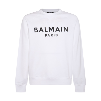 Balmain White And Black Cotton Sweatshirt