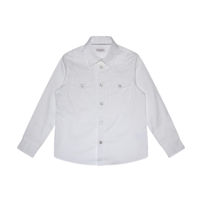 Brunello Cucinelli Kids' White Cotton Shirt